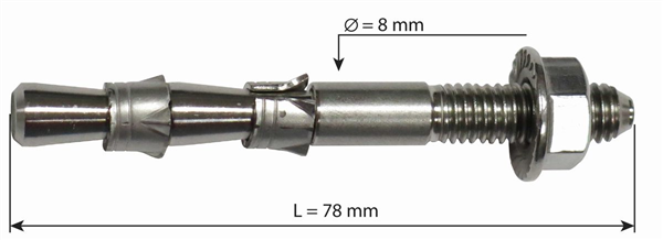 Goujon INOX, 2 expensions, 8 x 78 mm, HANG FIX, RAUMER